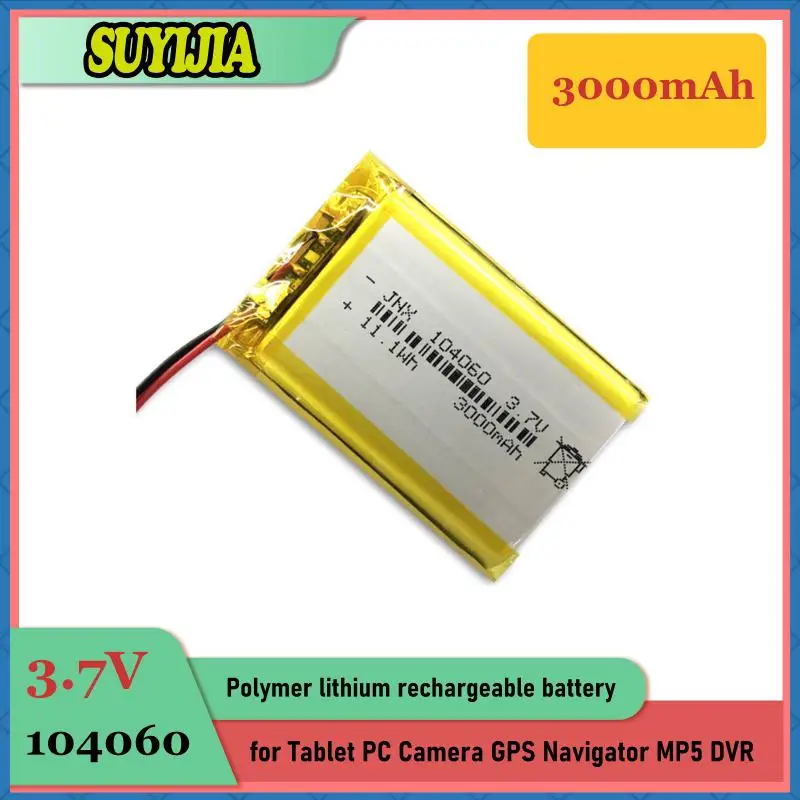 

Lithium Polymer Rechargeable Battery 104060 3.7V 3000mAh for Tablet PC Camera GPS Navigator MP5 DVR Bluetooth Speaker Player