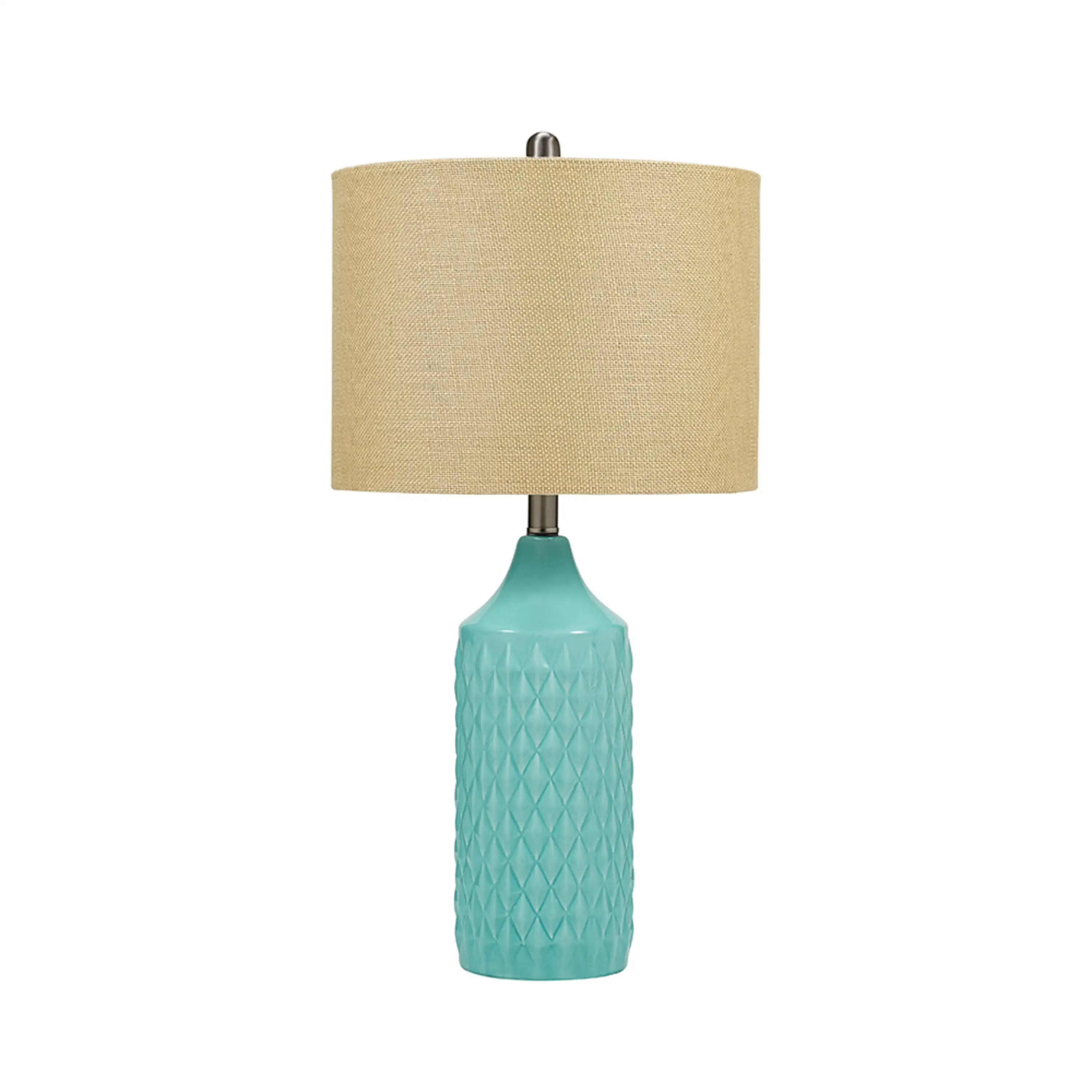 26.5" Coastal Quilted Ceramic Table Lamp with Natural Linen Drum Shade, Aqua Blue Finish
26.5" Coastal Quilted Ceramic Table Lamp with Natural Linen Drum Shade, Aqua Blue Finish