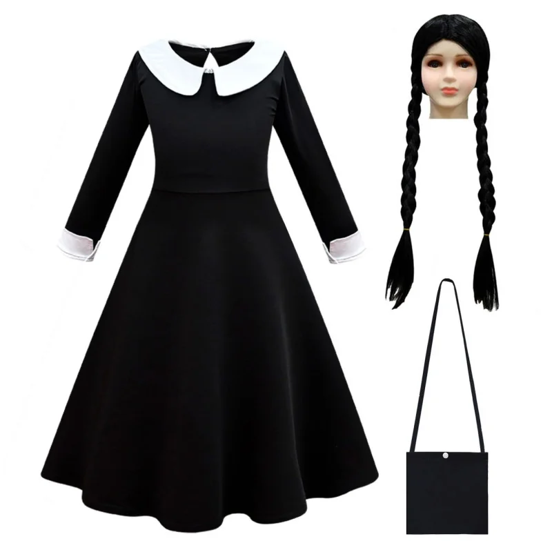 Wednesday Princess Dress Kids Girls Addams Morticia Cosplay Costumes and Bag Wig Black Long Sleeve Gothic Slim Fitting Clothes
Wednesday Princess Dress Kids Girls Addams Morticia Cosplay Costumes and Bag Wig Black Long Sleeve Gothic Slim Fitting Clothes