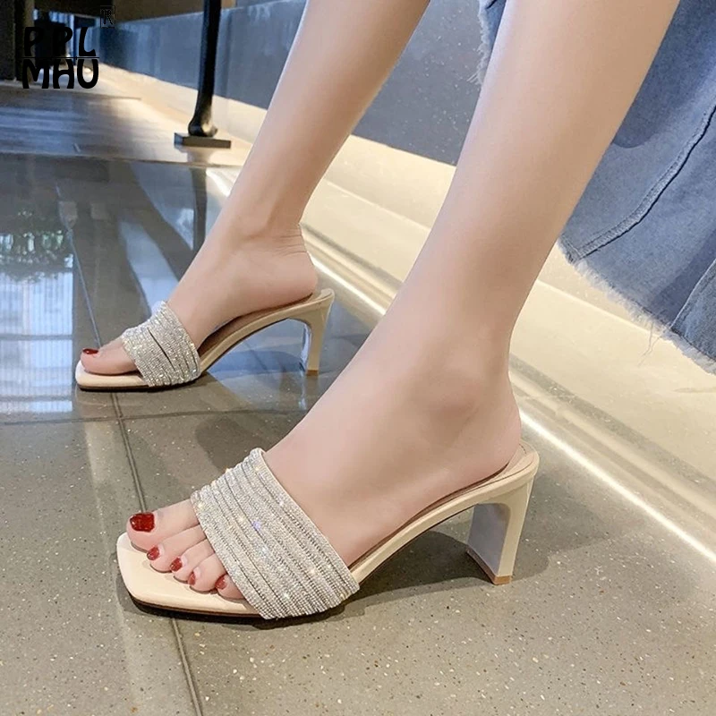 Fashion Rhinestones Comfor High Heel Slides Summer Non-Slip Light Slip On Outdoor Women Slippers Elegant Designer Party Shoes 
Fashion Rhinestones Comfor High Heel Slides Summer Non-Slip Light Slip On Outdoor Women Slippers Elegant Designer Party Shoes