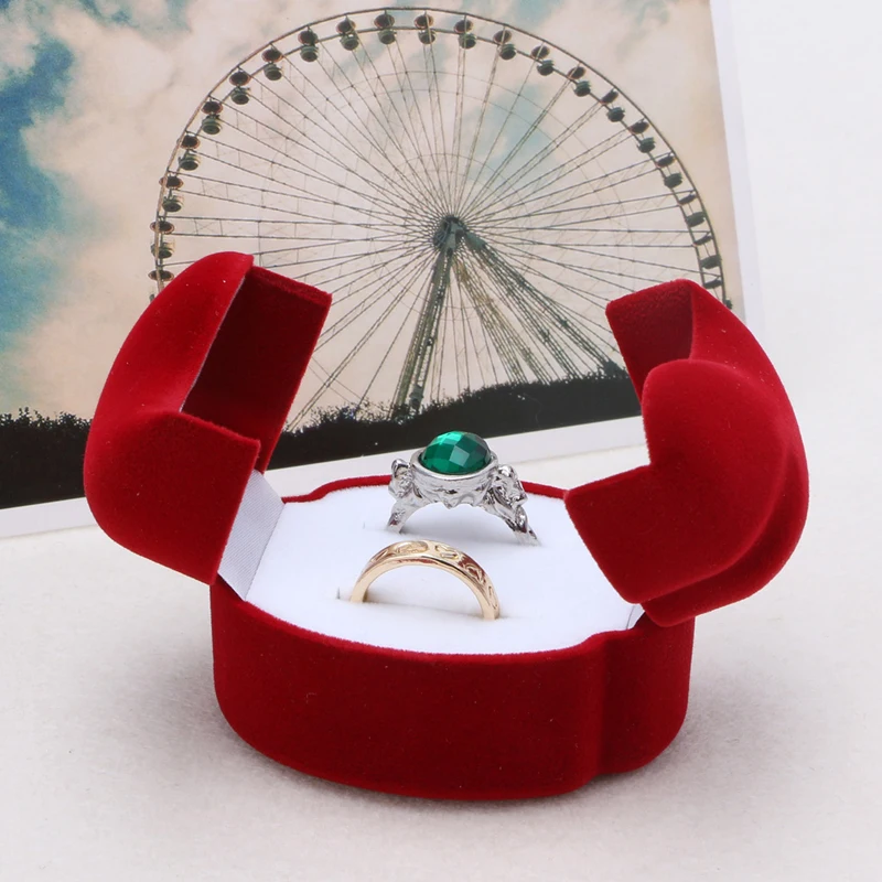 

Помолвка, коробка для обручального кольца, серьги в форме сердца, шкатулка для ювелирных изделий, кольцо для годовщины, Дня Святого Валентина, свадьбы (красный) 066C