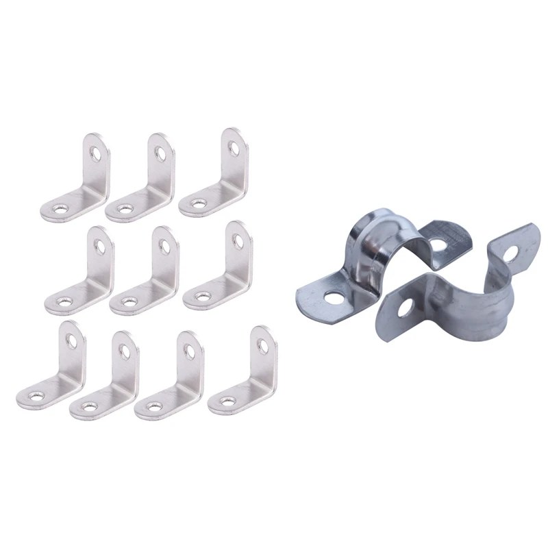 20Pcs Stainless Steel 2-Hole Rigid Pipe Straps Clip Clamp With 10Pcs Screw Mounted Furniture Angle Corner Bracket
20Pcs Stainless Steel 2-Hole Rigid Pipe Straps Clip Clamp With 10Pcs Screw Mounted Furniture Angle Corner Bracket