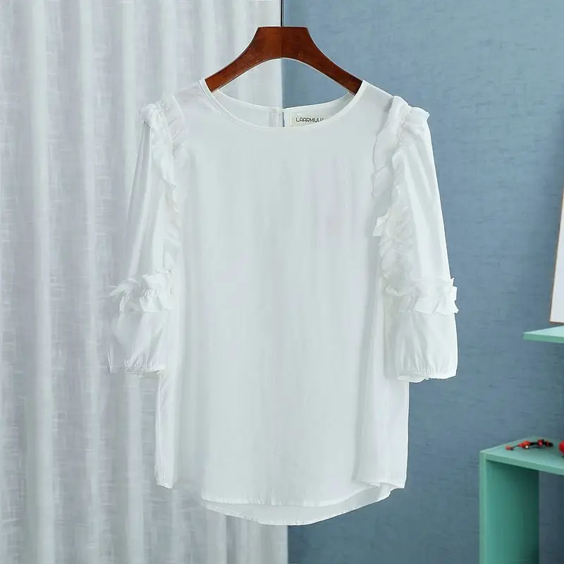 38-N056 Round Neck Fungus Side Short Sleeve Top Loose and Thin Women All- Match Shirt Commuter
38-N056 Round Neck Fungus Side Short Sleeve Top Loose and Thin Women All- Match Shirt Commuter