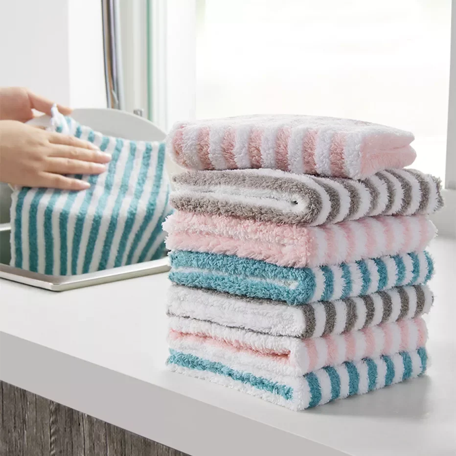 Stripe Dish Clean Towel Coral Fleece Highly Absorbent Wipe Cloths Kitchen Dish Pot Cups Cleaning Rag Scouring Pad
Stripe Dish Clean Towel Coral Fleece Highly Absorbent Wipe Cloths Kitchen Dish Pot Cups Cleaning Rag Scouring Pad