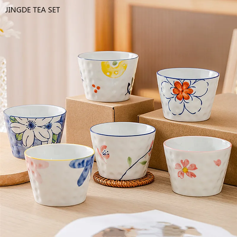 

1pcs/150ml Japanese Ceramic Tea Cup Retro Porcelain Tea Bowl Sake Cups Coffee Mug Household Drinkware Handmade Master Cup