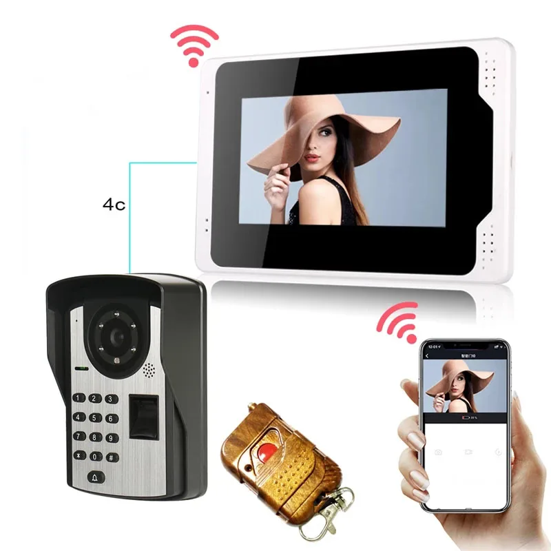 

7inch Monitor Wireless Intercom Video Doorbell Home Security Wifi Call Station Tuya Remote Unlock Fingerprint Video Door Phone