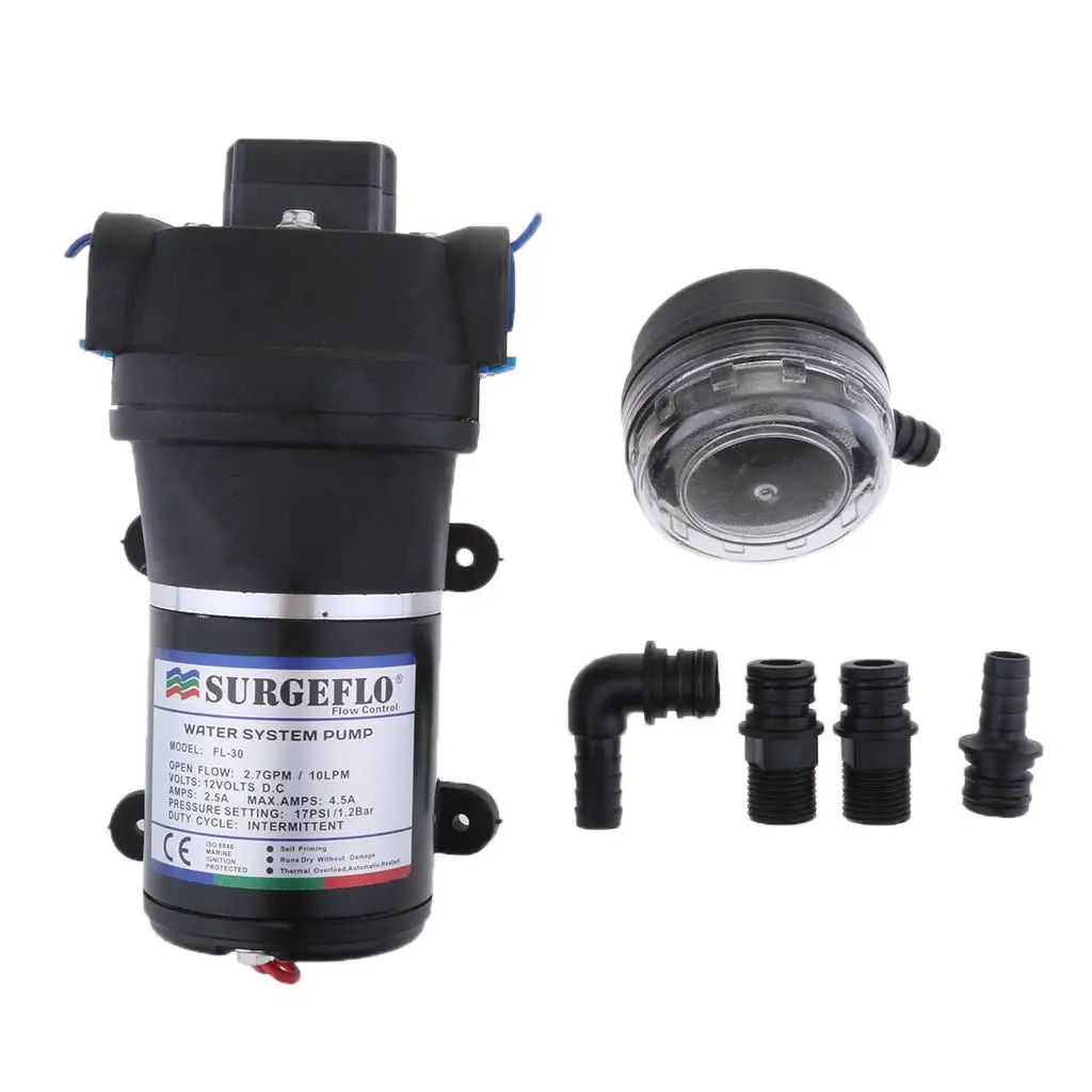 Marine Water Diaphragm Self Priming Pump 2.7 Gallons/min (10 Lpm) 17 PSI - Built-in pressure switch
Marine Water Diaphragm Self Priming Pump 2.7 Gallons/min (10 Lpm) 17 PSI - Built-in pressure switch