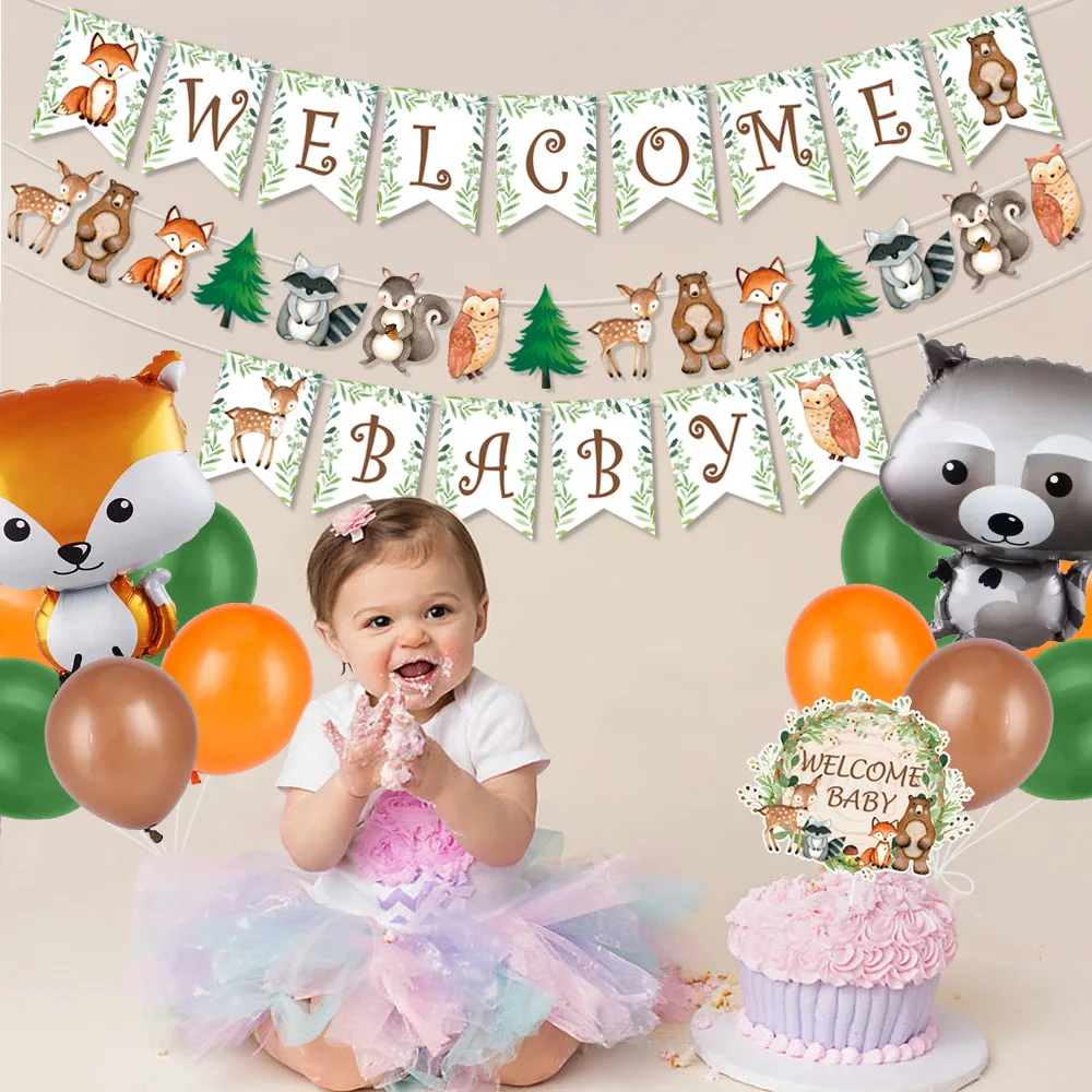 Woodland Jungle Animals Disposable Baby Shower Birthday Party Decoration Kids Boy Forest theme Animal Flag Cake Party Supplies
Woodland Jungle Animals Disposable Baby Shower Birthday Party Decoration Kids Boy Forest theme Animal Flag Cake Party Supplies