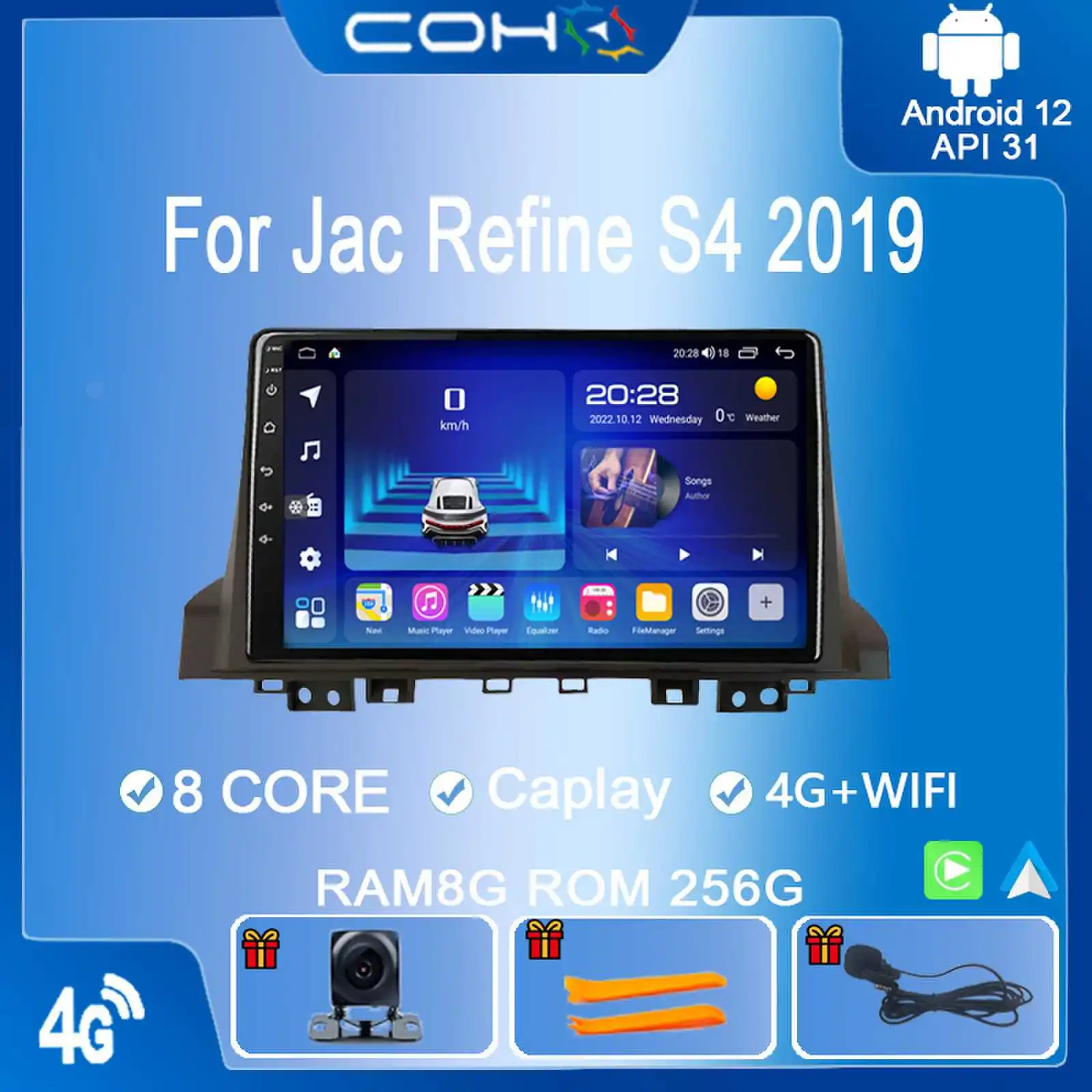 COHO For Jac Refine S4 2019 Car Multimedia Player Gps Navigation Dvd Stereo Autoradio Android 12.0 Octa Core 6+128G 
COHO For Jac Refine S4 2019 Car Multimedia Player Gps Navigation Dvd Stereo Autoradio Android 12.0 Octa Core 6+128G