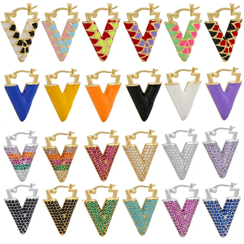 A Pair of Female Ring Earrings Geometric Triangle Enamel Neon Green Fluorescent Jewelry Arete CZ Gold Silver Stripe Crystal 
A Pair of Female Ring Earrings Geometric Triangle Enamel Neon Green Fluorescent Jewelry Arete CZ Gold Silver Stripe Crystal