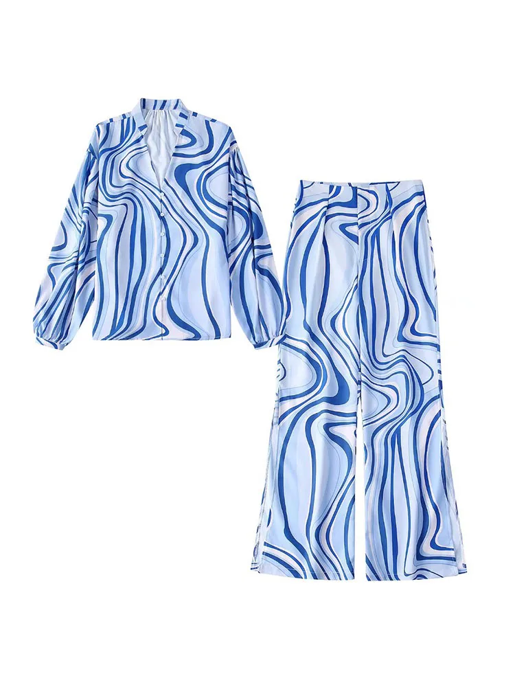 YLJHQX Women Fashion With Side Vents Printed Blouses And High Waist Zipper Fly Split Hems Trousers Female Two Piece Sets Mujer
YLJHQX Women Fashion With Side Vents Printed Blouses And High Waist Zipper Fly Split Hems Trousers Female Two Piece Sets Mujer
