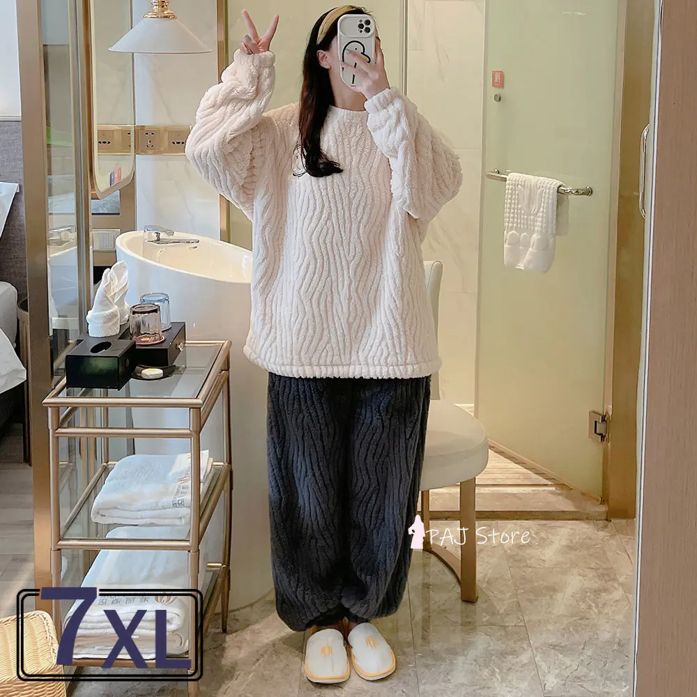 Winter 6XL 7XL Women Fleece Pajamas Warm Sleepwear Winter Thick Female Flannel Pajama Set Flannel Sleepwear Plus Size Nightwear
Winter 6XL 7XL Women Fleece Pajamas Warm Sleepwear Winter Thick Female Flannel Pajama Set Flannel Sleepwear Plus Size Nightwear