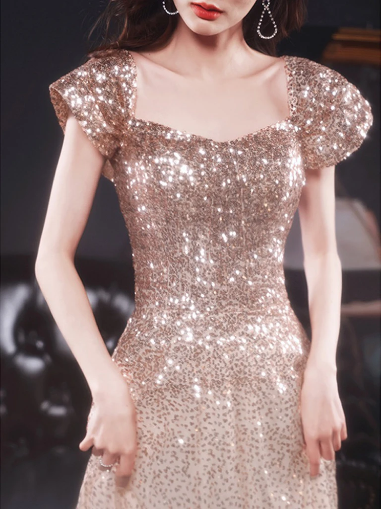 Gradient Champagne Gold Bridesamid Dresses Sequins Shiny Square Collar Lace-up Cap Sleeeve Celebrity Prom Party Gowns 2023
Gradient Champagne Gold Bridesamid Dresses Sequins Shiny Square Collar Lace-up Cap Sleeeve Celebrity Prom Party Gowns 2023