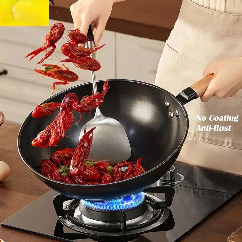 Natural Carbon Steel Wok Pan, Nonstick Coating Woks And Stir Fry Pans, Iron Pot With Wooden Handle, Flat Bottom For All Stoves,
Natural Carbon Steel Wok Pan, Nonstick Coating Woks And Stir Fry Pans, Iron Pot With Wooden Handle, Flat Bottom For All Stoves,