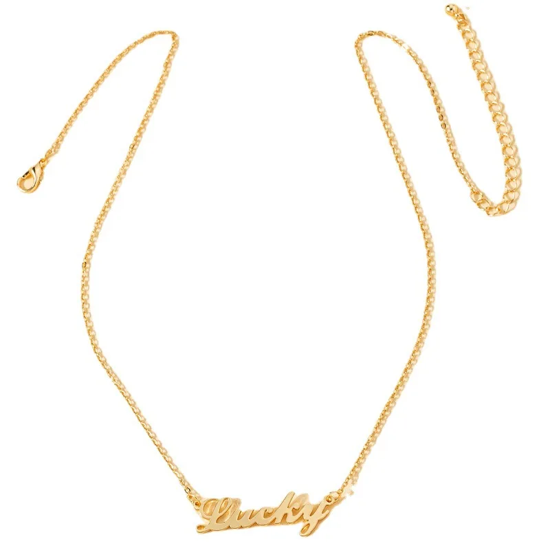 Ins Gold Chain Lucky Letters Piercing Choker Pendant Necklaces Trendy Korean Fashion Party Jewelry
Ins Gold Chain Lucky Letters Piercing Choker Pendant Necklaces Trendy Korean Fashion Party Jewelry