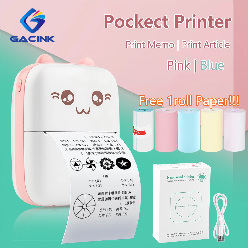Portable Thermal Printer Paper Photo Pocket Cat Thermal Printer 57mm Printing Wireless Bluetooth Android IOS Printers For Child
Portable Thermal Printer Paper Photo Pocket Cat Thermal Printer 57mm Printing Wireless Bluetooth Android IOS Printers For Child