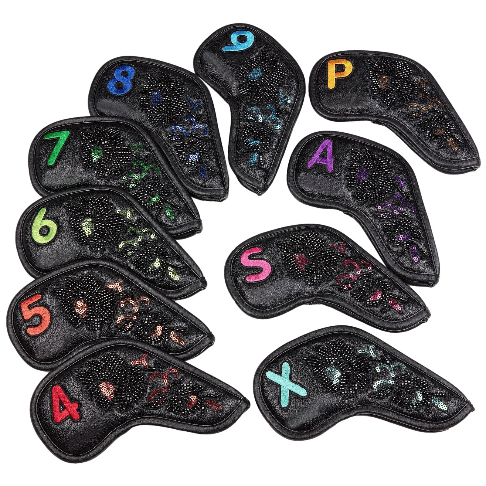 

Golf Iron Covers 10pcs Colorful Number Embroideried Headcover Elastic Standard Protection Sleeves With Number Marks