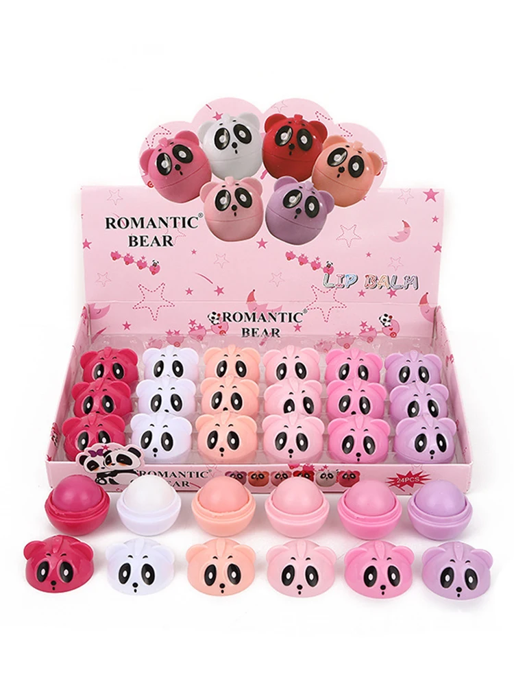 

Wholesale 24pcs Kawaii Panda Lip Balm Set Natural Plant Moisturizing Smoth Lip Balm Lips Care Girl Kids Gifts Bulk