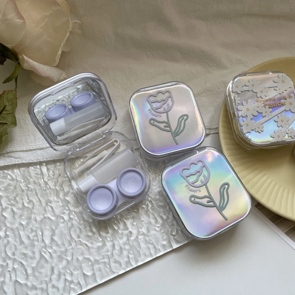 

Лазерная Крышка для контактных линз, фотобокс с зеркалом, цветной фотобокс для хранения линз, дорожный набор, подарок для девушки