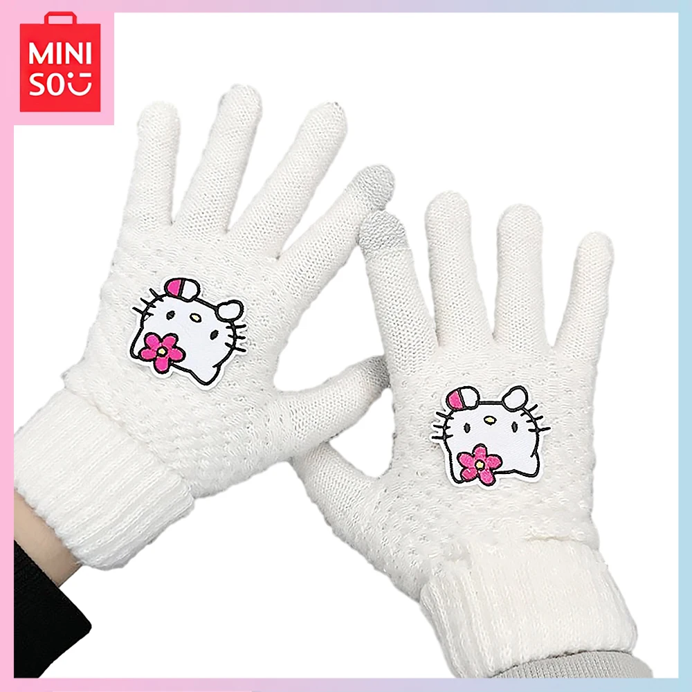 

Minisi Hello Kitty Kawaii Cartoon Wool Winter Protection Warm Whole Finger Touchscreen Gloves for Girls Birthday Present