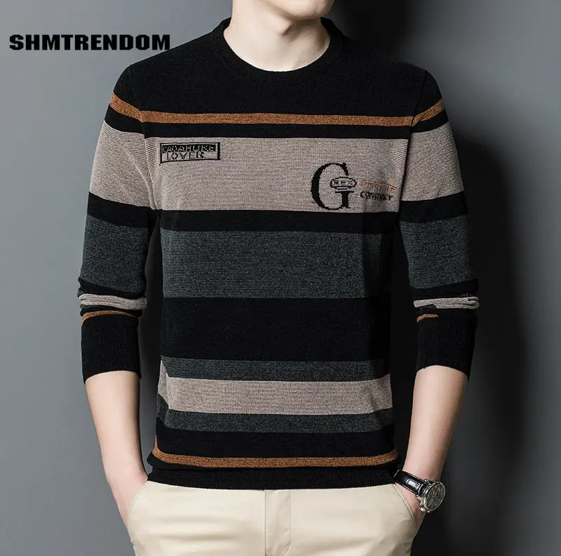 SHMTRENDOM Spring And Autumn Wide Stripe Mens Sweaters High Quality Long Sleeve Round Collar Casual Pullovers Male Sweaters 3XL
SHMTRENDOM Spring And Autumn Wide Stripe Mens Sweaters High Quality Long Sleeve Round Collar Casual Pullovers Male Sweaters 3XL