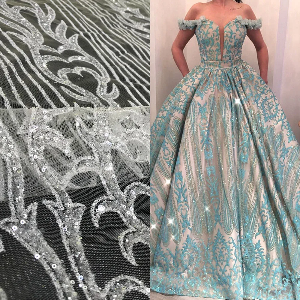 White Shining Glitter Tulle Mesh French Striped Sequins Net Lace Fabrics Luxury Bridal Wedding Dresses Textiles Sewing Materials
White Shining Glitter Tulle Mesh French Striped Sequins Net Lace Fabrics Luxury Bridal Wedding Dresses Textiles Sewing Materials