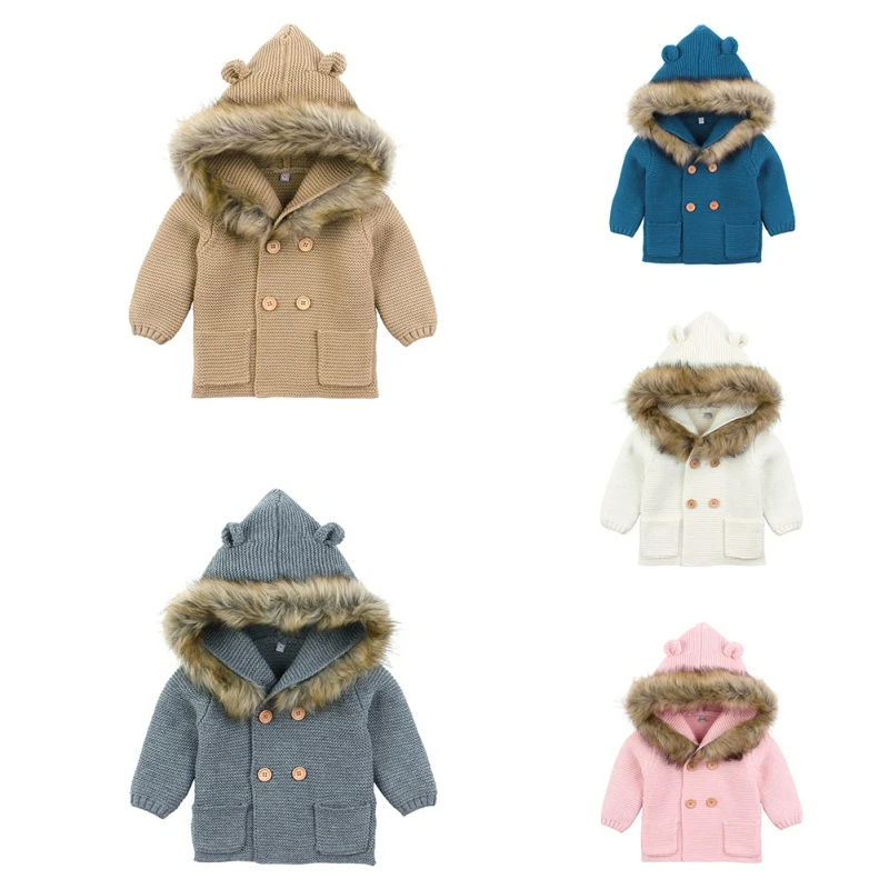 Autumn Winter Toddler Boys Girls Warm Hooded Fur Collar Knitted Jacket Children's Jacket For Baby Kids
Autumn Winter Toddler Boys Girls Warm Hooded Fur Collar Knitted Jacket Children's Jacket For Baby Kids