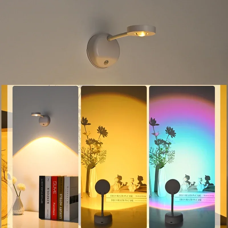 

Настенные светильники с зарядкой от USB, комнатное освещение с датчиком движения, прикроватная лампа для спальни, Настенная декоративная лампа в 3 цветах, лампа для освещения
