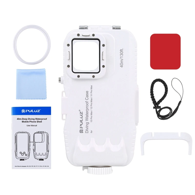 

PULUZ 40M/130Ft Waterproof Diving Housing Photo Video Taking Underwater Cover Case For Iphone 13 13 Pro 12 12 Pro