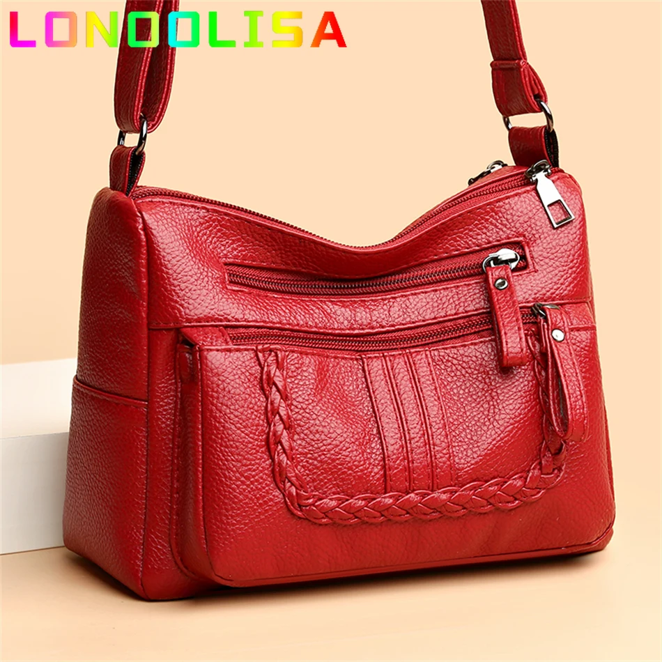 

2022 Multiple Pockets Leather Fashion Women Handbags New Bolsa Feminina Sac A Main Designer Shoulder Crossbody Bags for Female