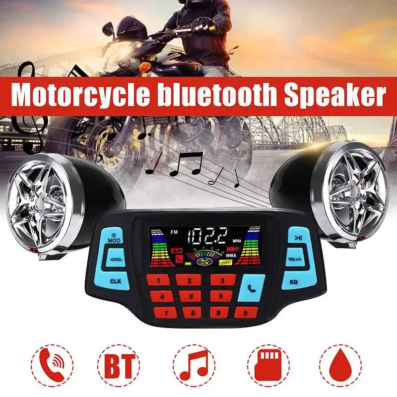 Motorcycle Audio Sound System FM Radio Stereo Handsfree bluetooth MP3 Music Player Remote Control w/2 Speakers
Motorcycle Audio Sound System FM Radio Stereo Handsfree bluetooth MP3 Music Player Remote Control w/2 Speakers
