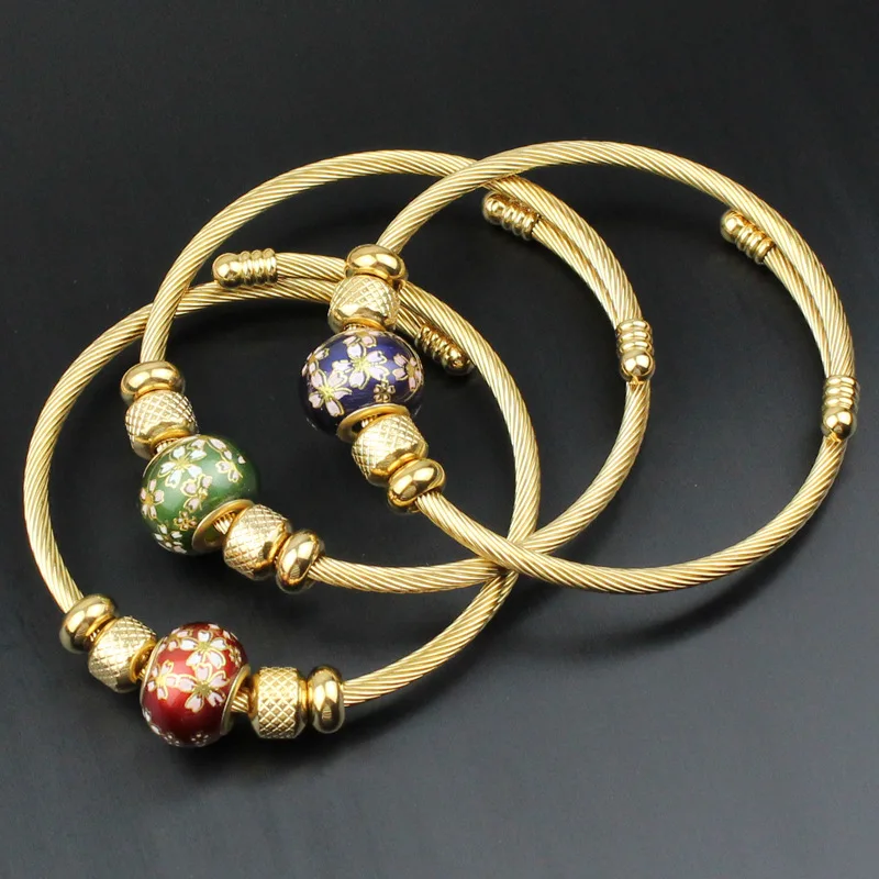 Set with Colored Glaze Design Ladies Golden Bangles & Bracelets Retro Ethnic Style Party Stainless Steel Bracelet Wedding Hand
Set with Colored Glaze Design Ladies Golden Bangles & Bracelets Retro Ethnic Style Party Stainless Steel Bracelet Wedding Hand