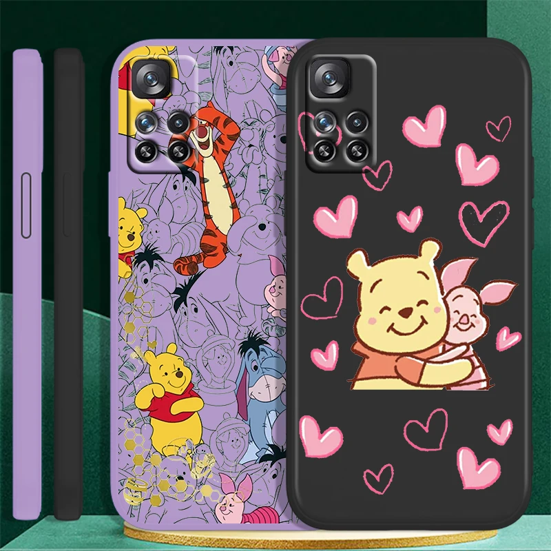 

Disney Winnie the Pooh Fun Phone Case For Xiaomi Redmi 10 10X 9 9A 9T 9AT 8 8A 7 6 K50 Gaming Pro 4G 5G Liquid Rope Cover Fundas