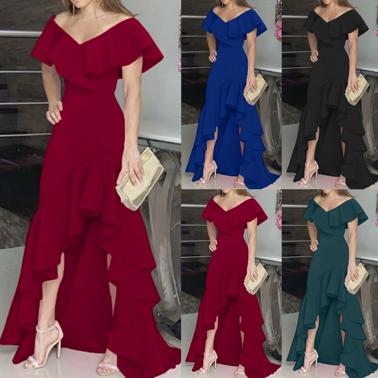 Sexy Ruffles Backless Sleeveless Dress Women Fashion Irregular Bridesmaid Party Dress Elegant Female Wedding Guest Dress Robe 
Sexy Ruffles Backless Sleeveless Dress Women Fashion Irregular Bridesmaid Party Dress Elegant Female Wedding Guest Dress Robe
