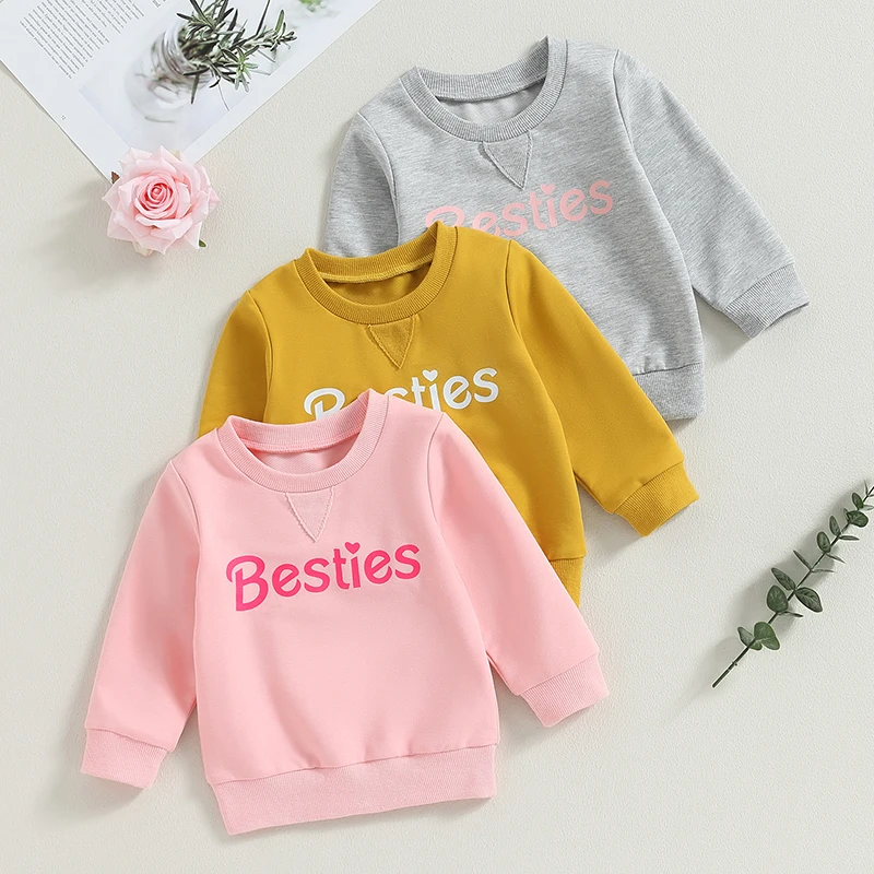 

Kids Girls Spring Autumn Sweatshirts Long Sleeve Crew Neck Letter Print Loose Casual Pullover Tops 6Months-4Years