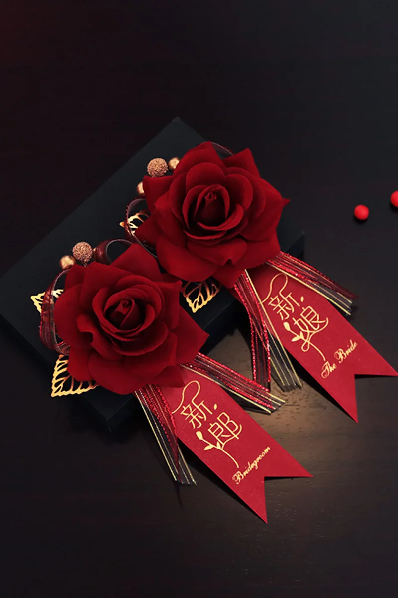 Wedding corsage, groom, bride, woman, and man's supplies, simulated wedding parents, family, red
Wedding corsage, groom, bride, woman, and man's supplies, simulated wedding parents, family, red