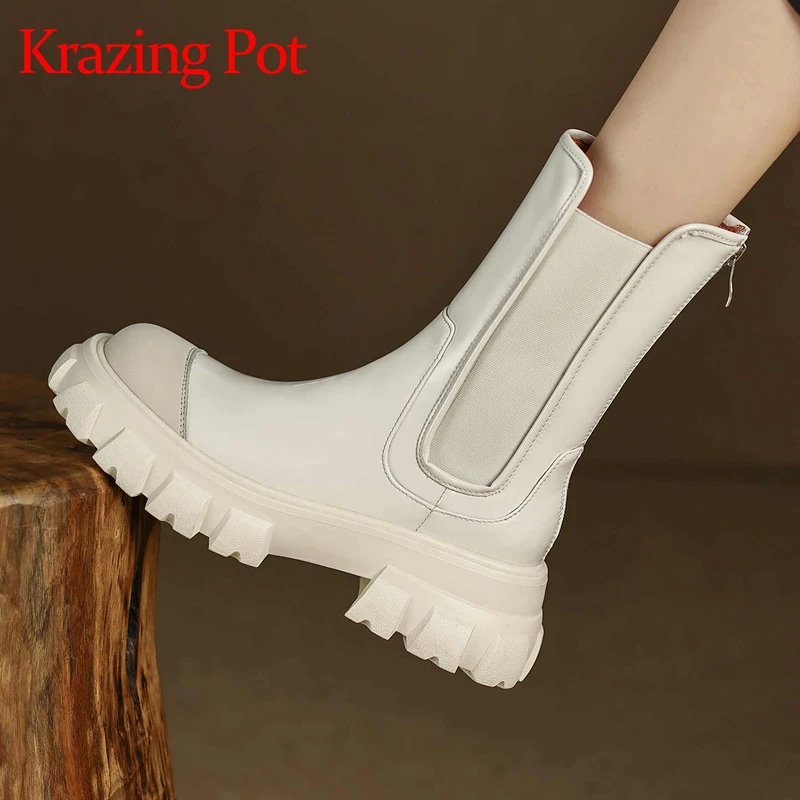 Сапоги Krazing Pot из коровьего спилка с круглым носком на высоком каблуке на толстой платформе, ботинки челси для молодых девушек, уличная одежд...
Сапоги Krazing Pot из коровьего спилка с круглым носком на высоком каблуке на толстой платформе, ботинки челси для молодых девушек, уличная одежд...
