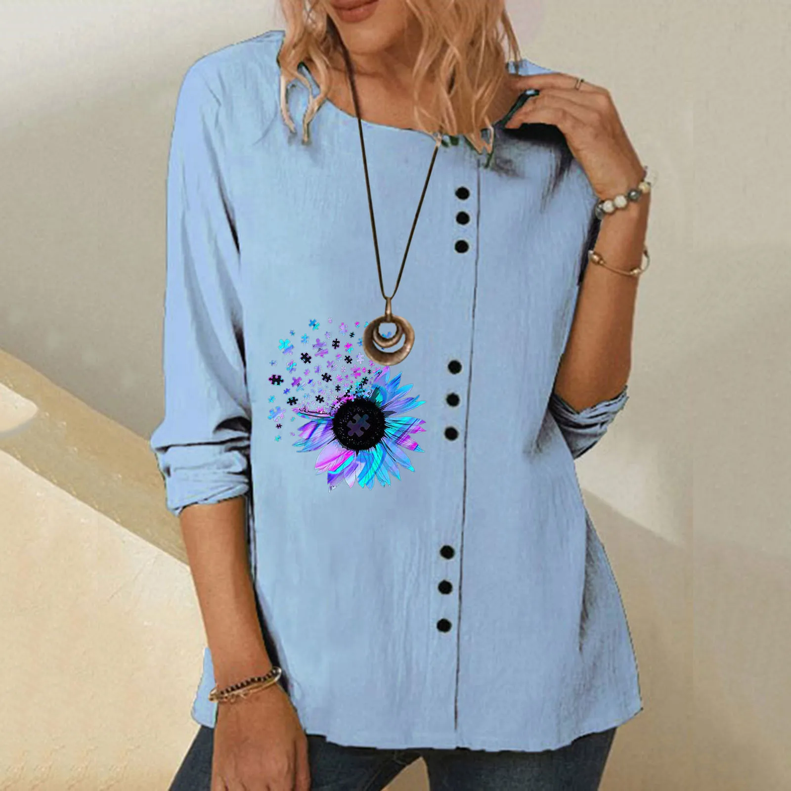 Long Sleeve Campus Tee Women Dandelion Print Crew Neck Shirt Long Sleeve Cotton Linen TShirt Autumn Loose Closed Collar Shirt
Long Sleeve Campus Tee Women Dandelion Print Crew Neck Shirt Long Sleeve Cotton Linen TShirt Autumn Loose Closed Collar Shirt