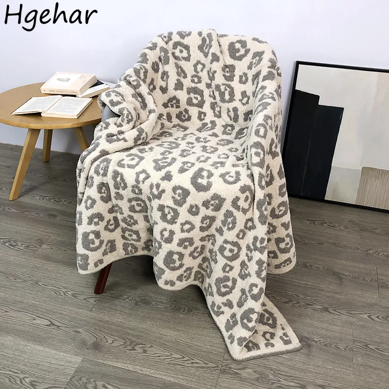 

Leopard Design Blanket Cozy Coral Fleece Ulzzang Nap Fashion Vintage Sofa Daily Midday Rest Warm Travel Leisure Home Textile Ins