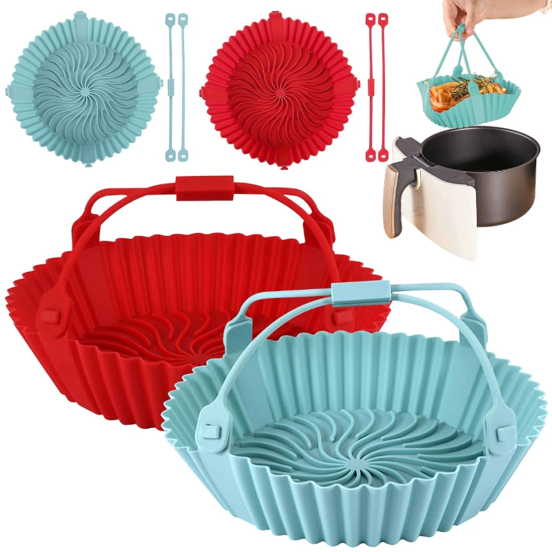 20.5cm Air Fryers Oven Baking Tray Reusable Silicone Pot Fried Chicken Pizza Basket With Removable Carry Handle
20.5cm Air Fryers Oven Baking Tray Reusable Silicone Pot Fried Chicken Pizza Basket With Removable Carry Handle