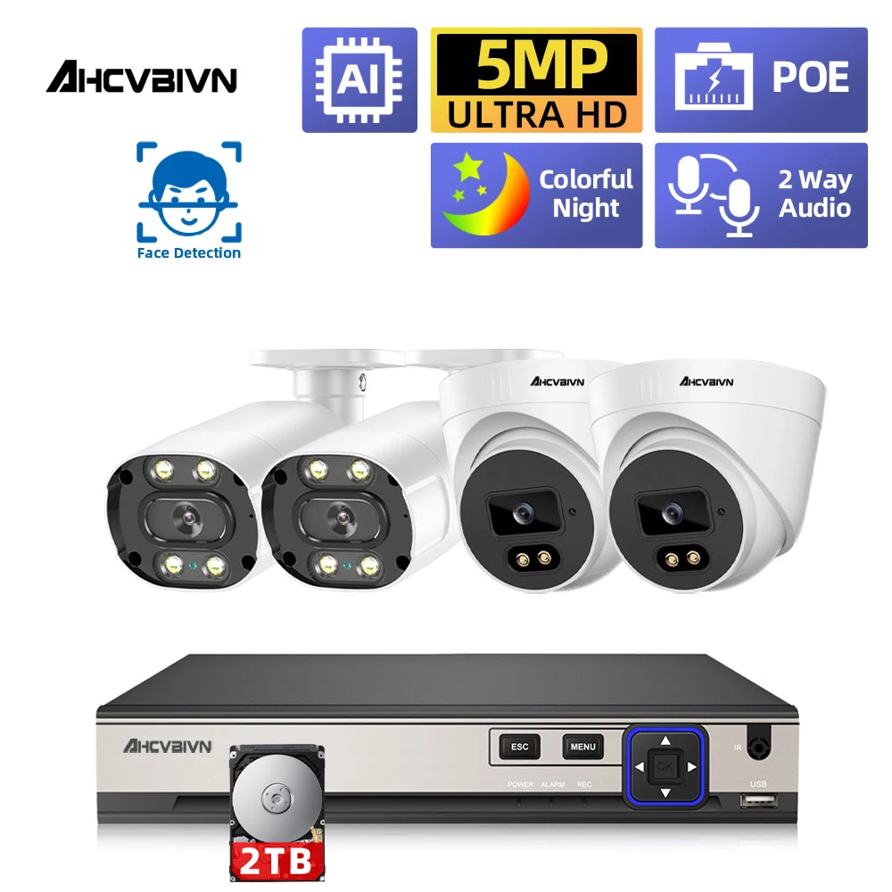 4CH 4K NVR Home Security Protection POE CCTV Camera System 5MP Two-way Audio Outdoor Color Night Vision Video Surveillance Kit
4CH 4K NVR Home Security Protection POE CCTV Camera System 5MP Two-way Audio Outdoor Color Night Vision Video Surveillance Kit