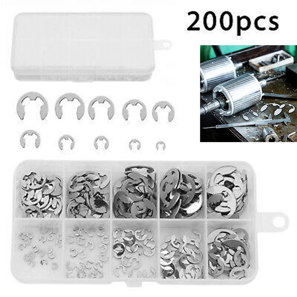 200pcs Stainless Steel E-Clip 1.5-10mm Diameter C Circlip Kit E-Clips Retaining Ring Snap Kits Circlip Kit For Bearings Cylinder
200pcs Stainless Steel E-Clip 1.5-10mm Diameter C Circlip Kit E-Clips Retaining Ring Snap Kits Circlip Kit For Bearings Cylinder