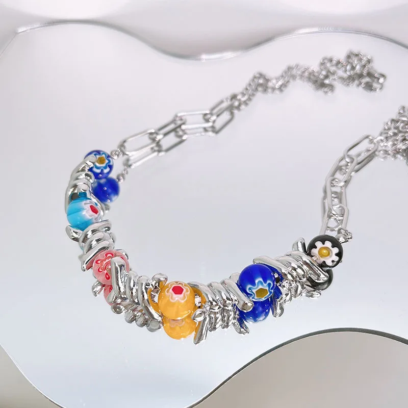 Harajuku Style Fashion Colorful Glass Beads Thorn Necklace Hip Hop Sweet Cool Sweater Collarbone Chain
Harajuku Style Fashion Colorful Glass Beads Thorn Necklace Hip Hop Sweet Cool Sweater Collarbone Chain