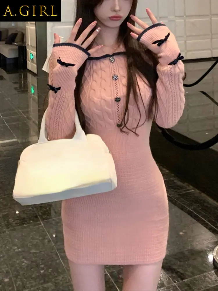 Sweet Knitted Sweater Dress Woman Slim Sexy Bodycon Y2k Mini Dress Elegant Party One Piece Dress Korean Casual 2022 Autumn Chic
Sweet Knitted Sweater Dress Woman Slim Sexy Bodycon Y2k Mini Dress Elegant Party One Piece Dress Korean Casual 2022 Autumn Chic