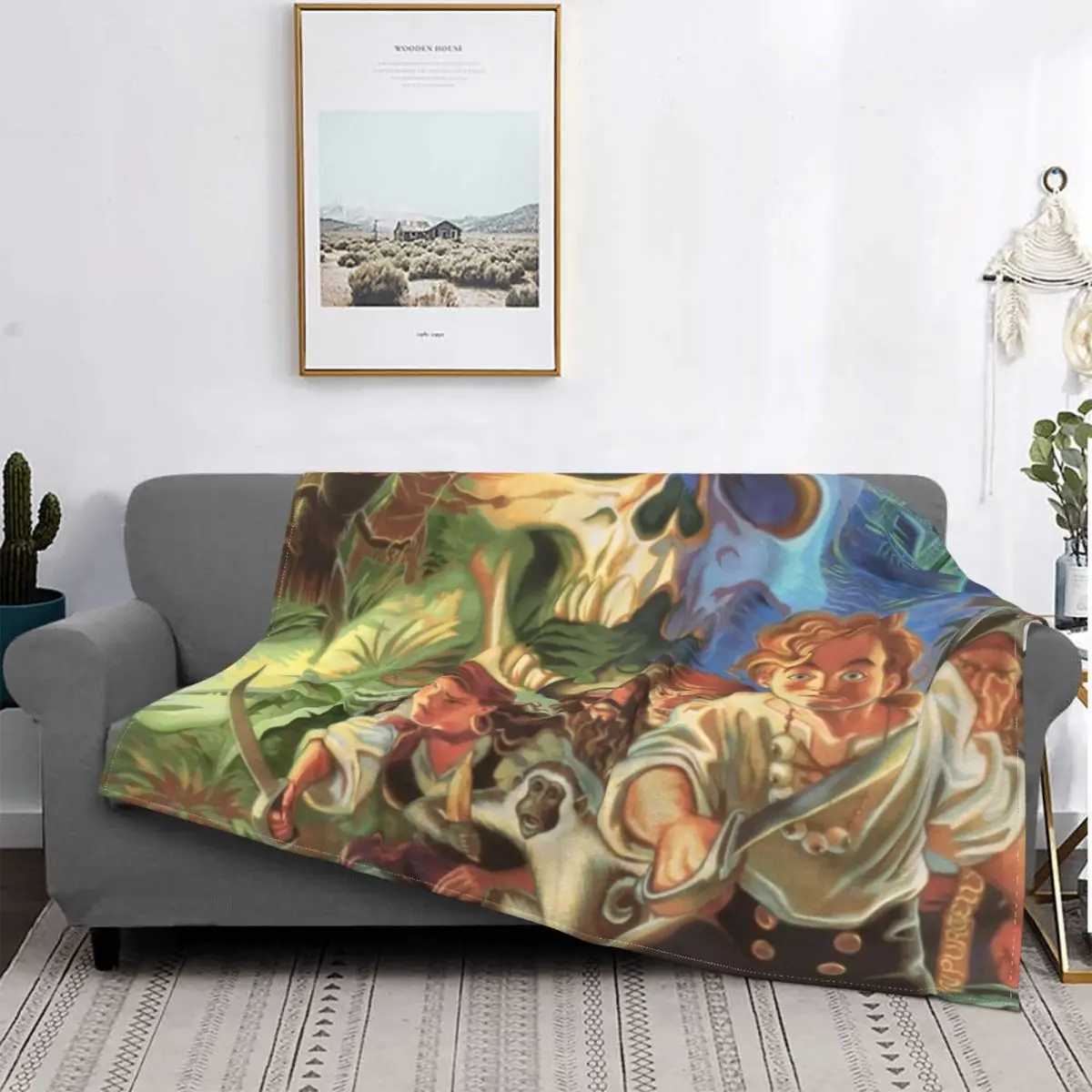 

Вязаные одеяла The Secret Of Monkey Island, флисовые ретро-одеяла 80-х годов в винтажном стиле, легкие тонкие покрывала, домашний диван, покрывало