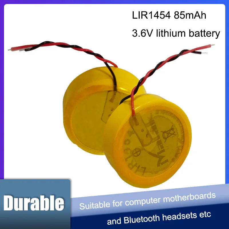 LIR1454 LIR 1454 CR1454 3,6 V 85mAh литиевая аккумуляторная батарея с 2 проводами для часов, игрушек, часов, наушников, литий-ионные кнопочные элементы
LIR1454 LIR 1454 CR1454 3,6 V 85mAh литиевая аккумуляторная батарея с 2 проводами для часов, игрушек, часов, наушников, литий-ионные кнопочные элементы
