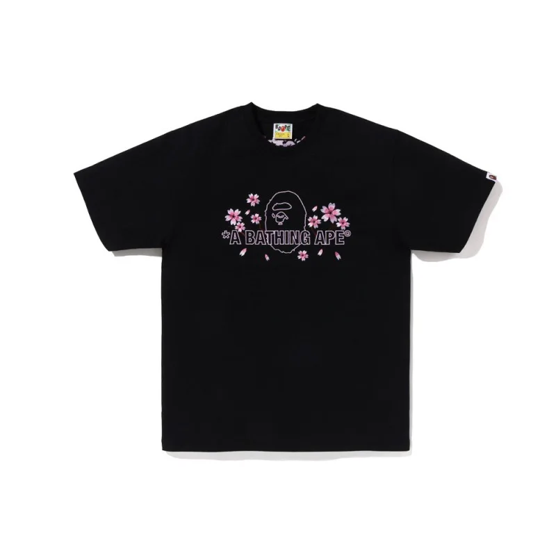 

A BATHING APE BAPE ASIA Size new cherry blossom ape man high density embroidery 230g double yarn cotton short sleeve T-shirt