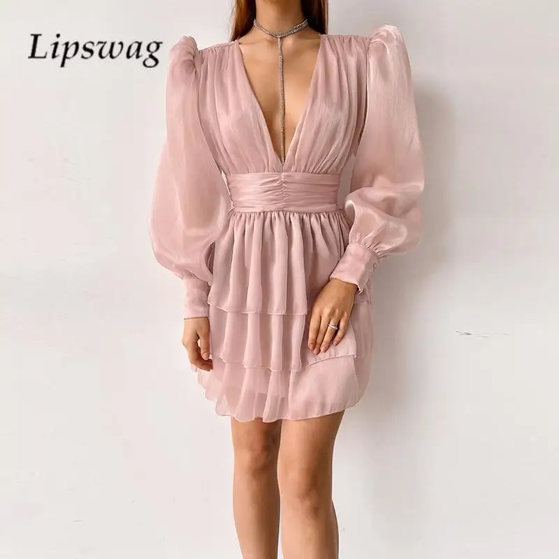 Sexy Deep V Waisted A-Line Party Dress Sweet Women Solid Color Layered Cake Mini Dress 2023 French Puff Sleeves Princess Dresses
Sexy Deep V Waisted A-Line Party Dress Sweet Women Solid Color Layered Cake Mini Dress 2023 French Puff Sleeves Princess Dresses