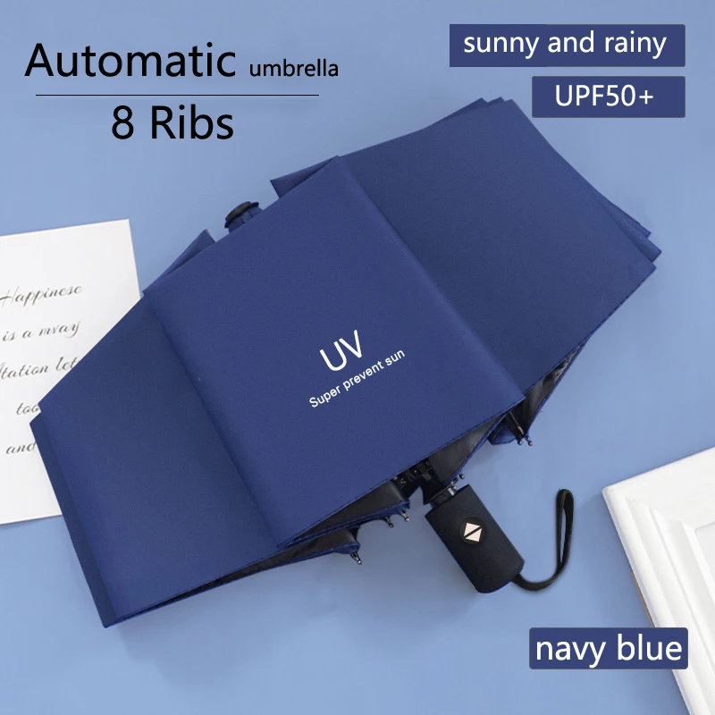 

Зонт складной автоматический с защитой от дождя и солнца, зонтик складной с 8 УФ-защитой от солнца, тройного сложения, ребра и ребер, 10 шт.