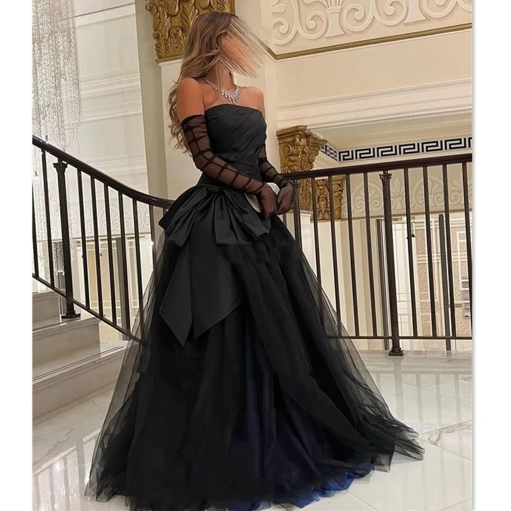 Strapless Prom Dress Black Tulle Evening Dress Ball Gown فستان سهرة Floor Length Party Dress
Strapless Prom Dress Black Tulle Evening Dress Ball Gown فستان سهرة Floor Length Party Dress